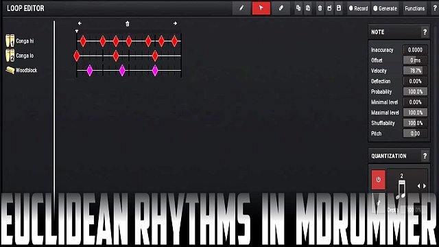 Euclidean rhythms in MDrummer